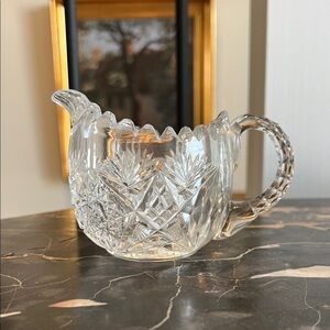 Antique American Brilliant Crystal Creamer Small Pitcher Pinwheel Fan